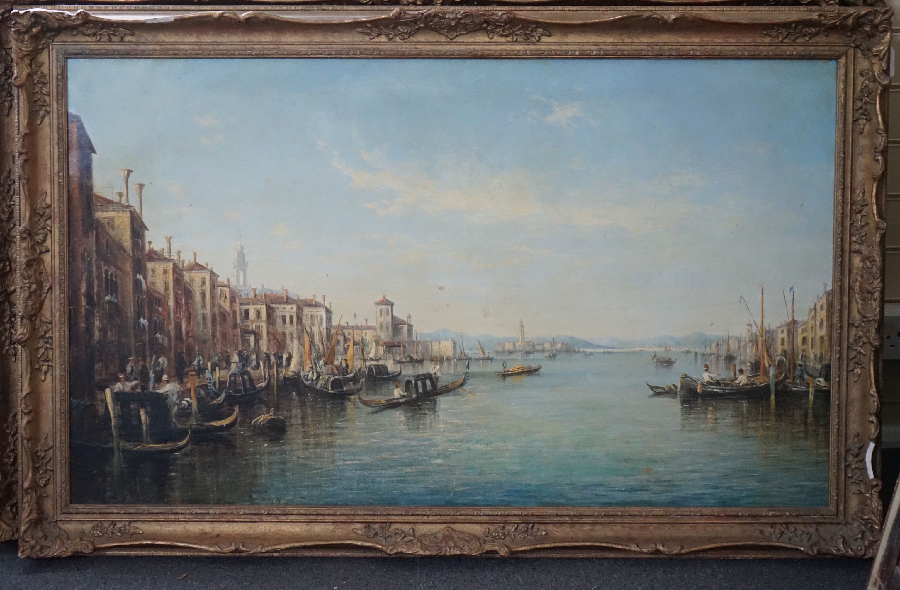 Follower of Alfred Pollentine (English, 1836-1890), The Entrance to the Grand Canal, Venice, oil on canvas, 73 x 125cm